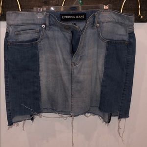 Light/medium wash mix jean skirt from express